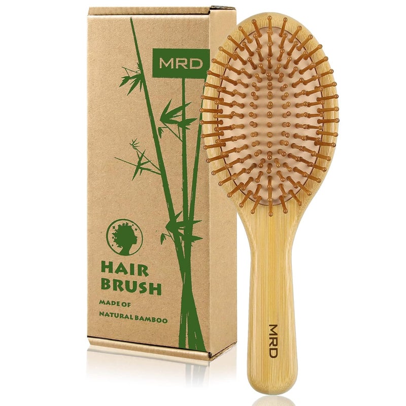 MRD Hair brush, Natural Bamboo Paddle Detangling Hairbrush, Massage Scalp Thick/Thin/Curly/Dry Hair For Women & Men - Image 1
